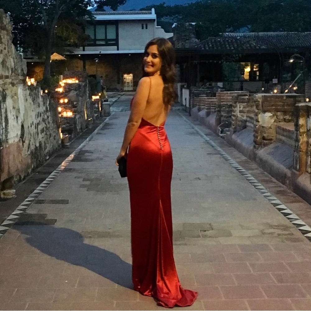 Gemeli Power Red Backless Evening Gown